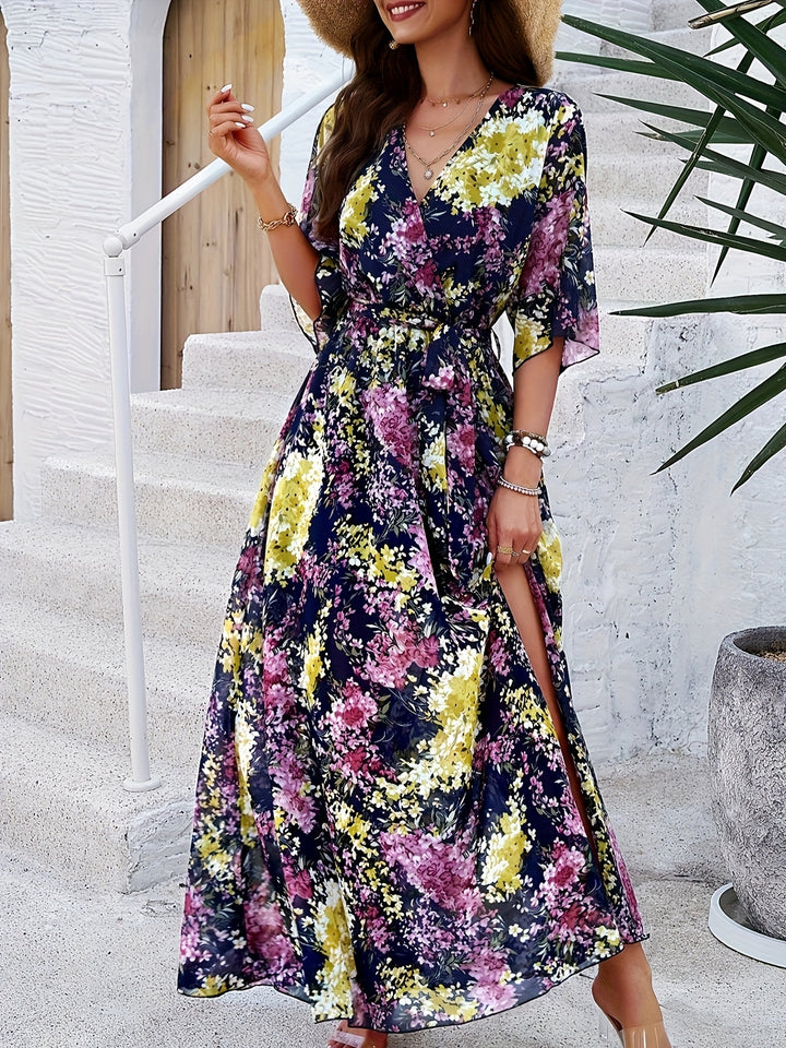 Costanza Timeless Floral Half Sleeve Maxi Dress Evening Wear Edit