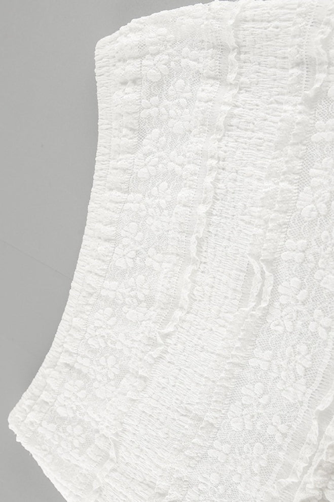 High Waist Lace Tiered A Line Boho Skirt