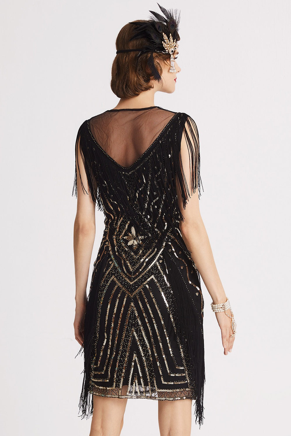 Vintage Sequin Fringe Performance Party Dress