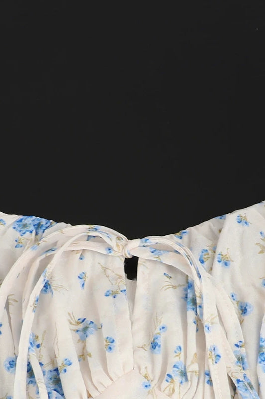 LaceUp VNeck Backless Floral Dress