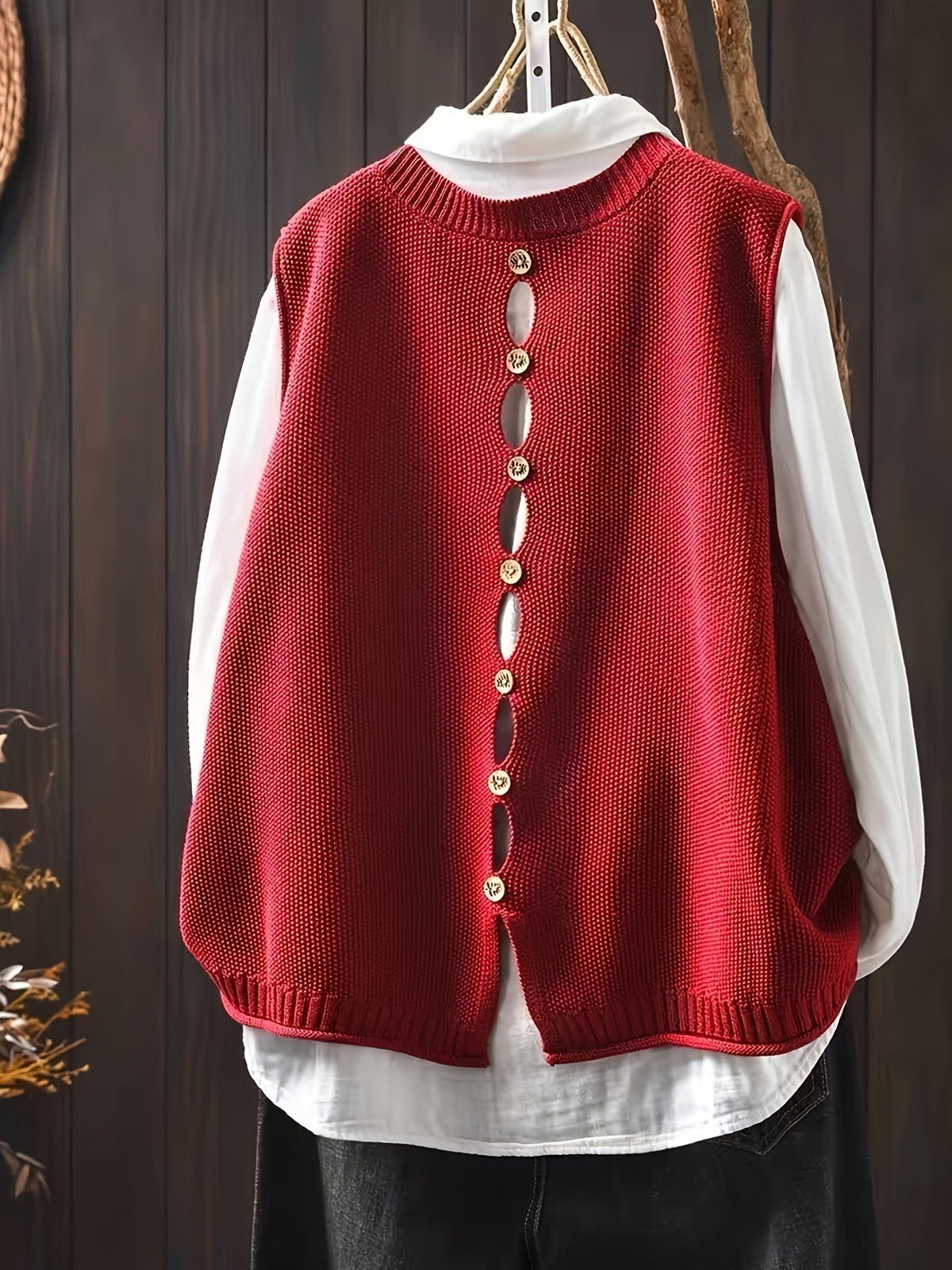 Round Neck Sleeveless Ribbed Knit Sweater Vest