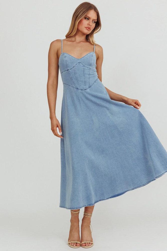 Vintage VNeck Denim Dress