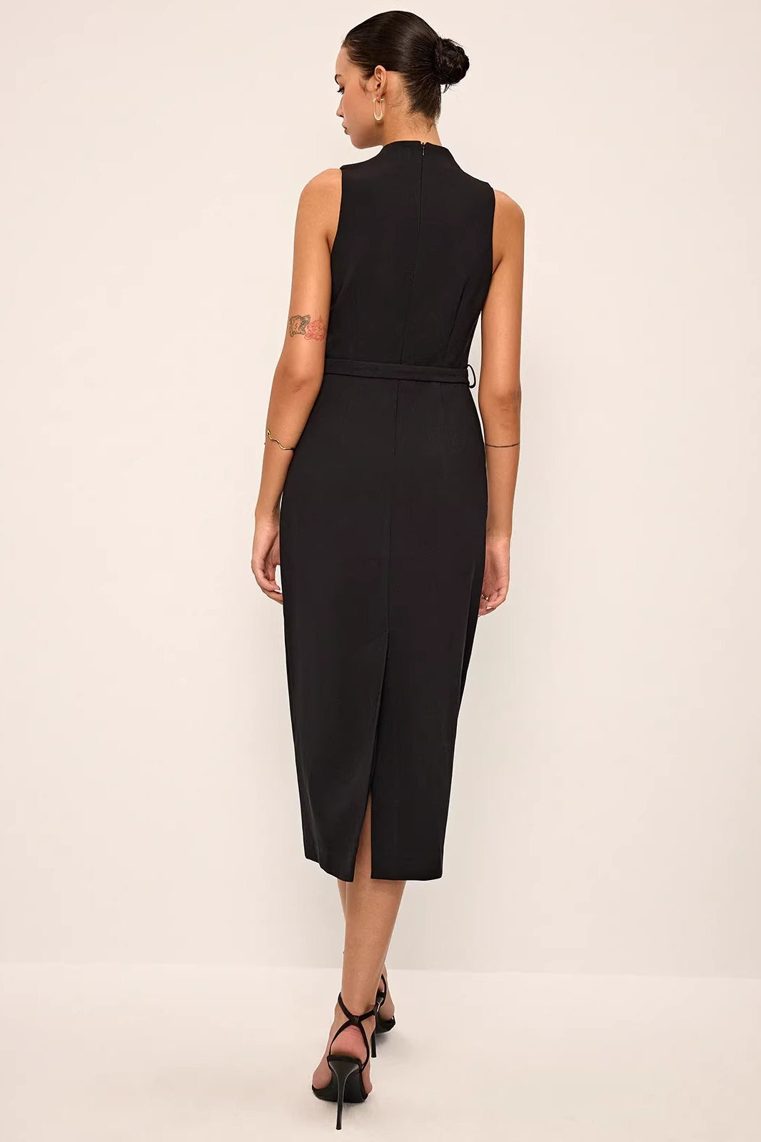 Buckle Waist Cinched Elegant Work Dress