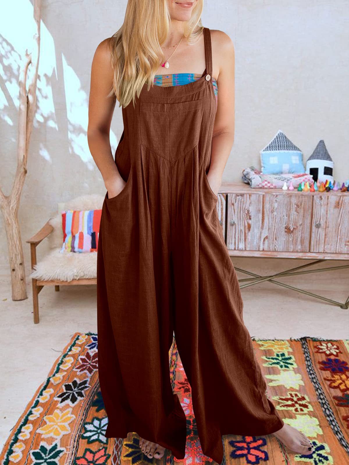 SALE PLUS SIZE WIDE LEG OVERALLS JUMPSUIT