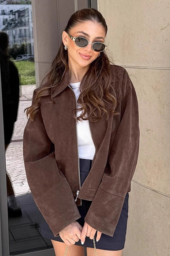 Vintage Brown Suede Lapel Jacket