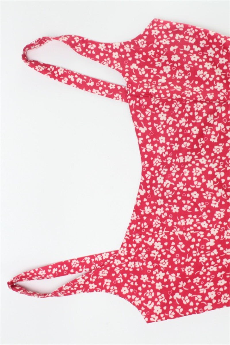Wide Strap Sweetheart Toile Floral Print Fit and Flare Mini Dress 8