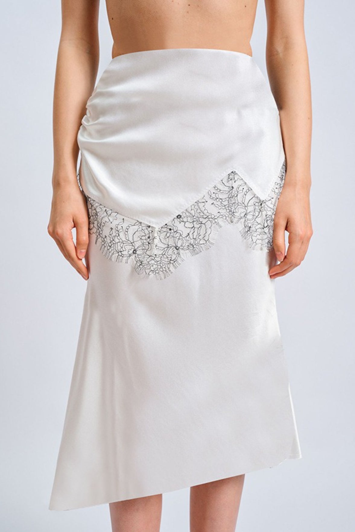 Colorblock Lace Slim Skirt