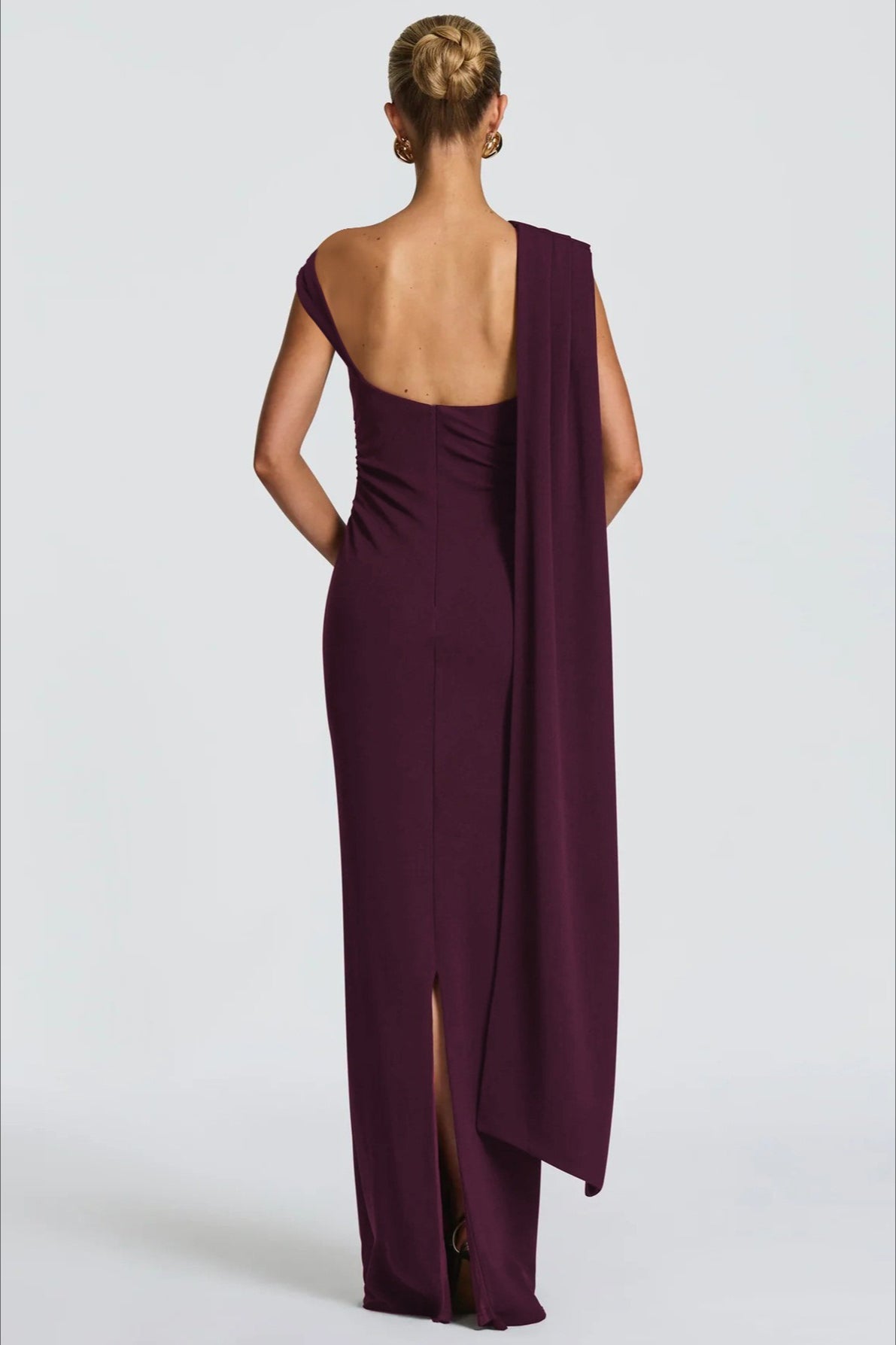 Sexy Asymmetrical Neck Long Sleeve Fitted Ruched High Waist Party Dress