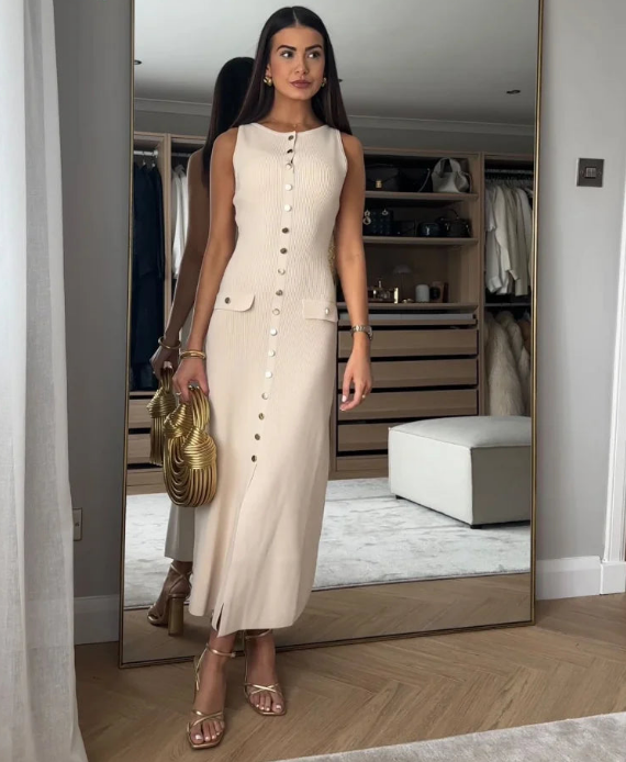 Hadassa Elegant Sleeveless Knit Dress for Women Date Night Outfit