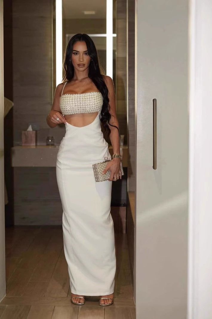 Sequin Backless Cami Bandage Long Formal Dress