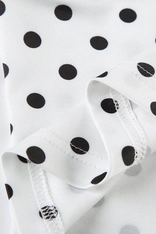 Polka Dot Contrast V Neck Sleeveless Crop Top