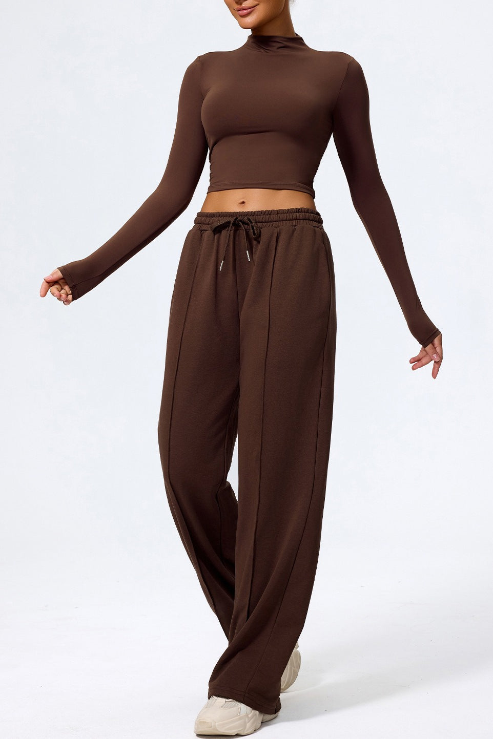 Relaxed Straight Leg High Waist Knit Pants