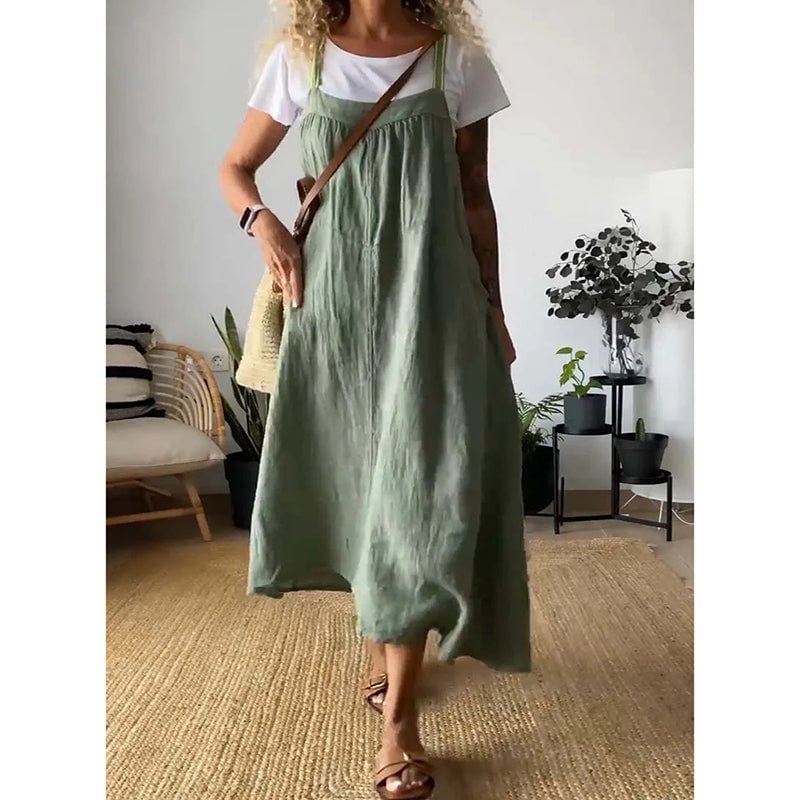 Simple Cotton Linen Sling Dress