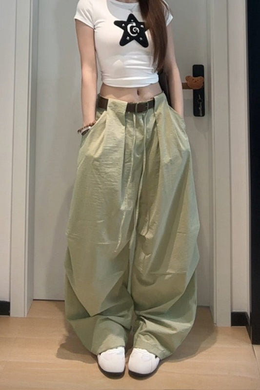 Vintage American Loose Slim Fit Wide Leg Cargo Pants