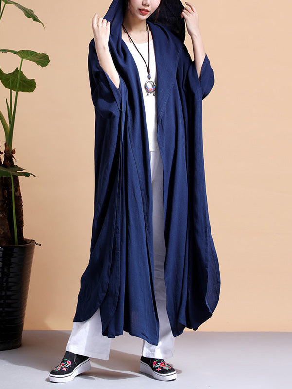 Batwing Sleeve Open Front Loose Long Cape Coat 8