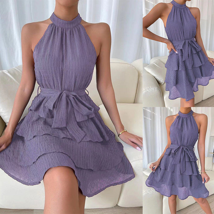 Sleeveless Ruffled Dress M / Navy Blue Party Dresses-L