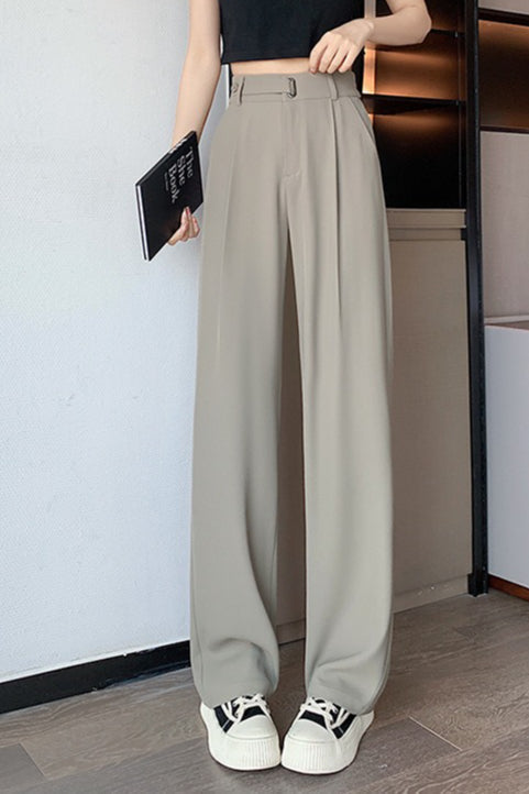 Fluid High Waist Narrow Wide Leg Straight Pants