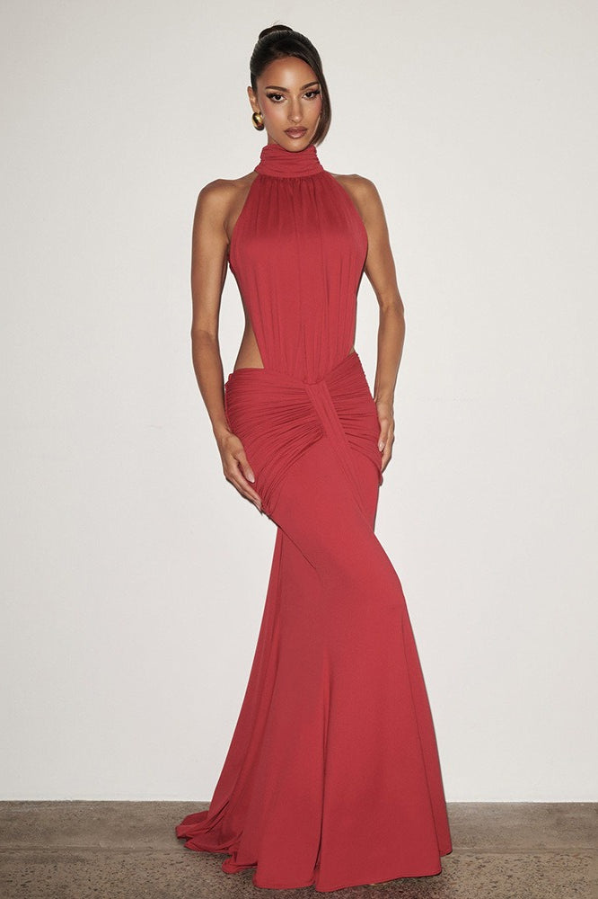 Solid Backless Mermaid Bodycon Party Dress