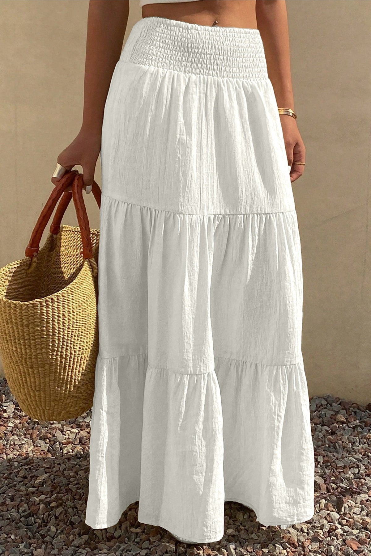Solid Color Relaxed Fit Boho Skirt