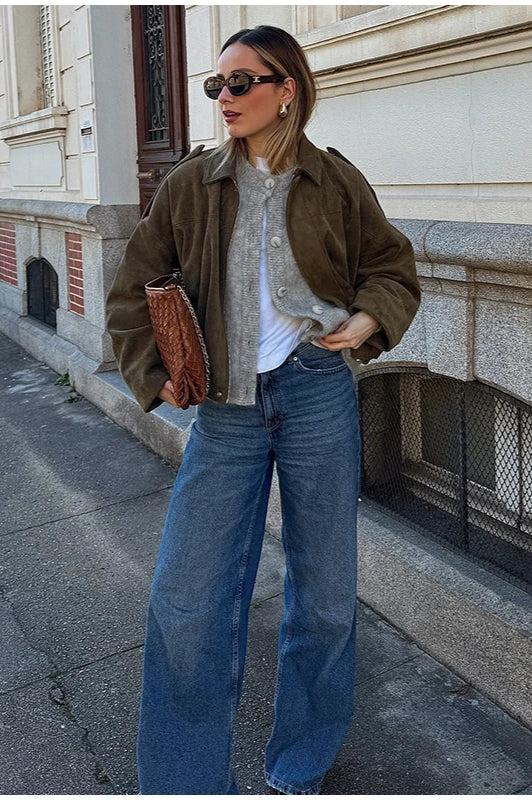Suede Cropped ZipUp Jacket