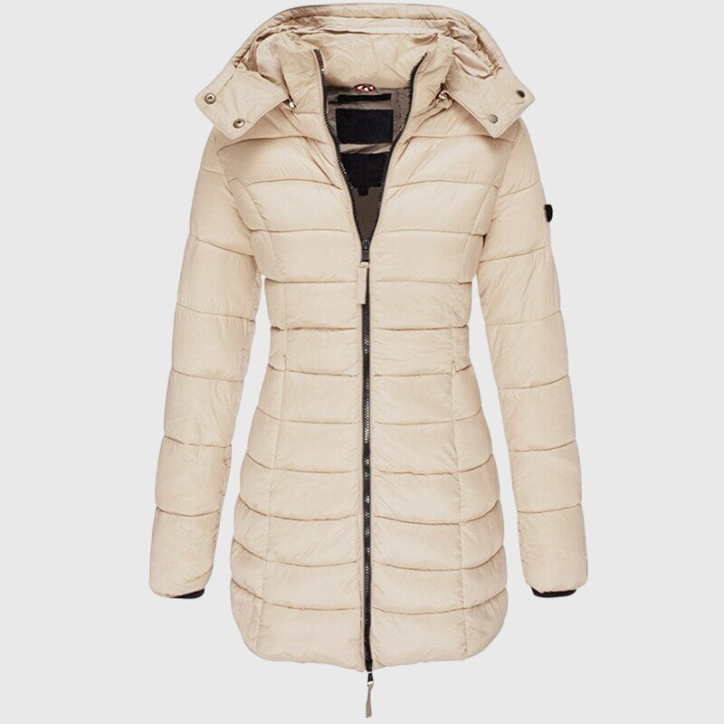 Hooded Zip Front Quilted Longline Puffer Down Coat 4