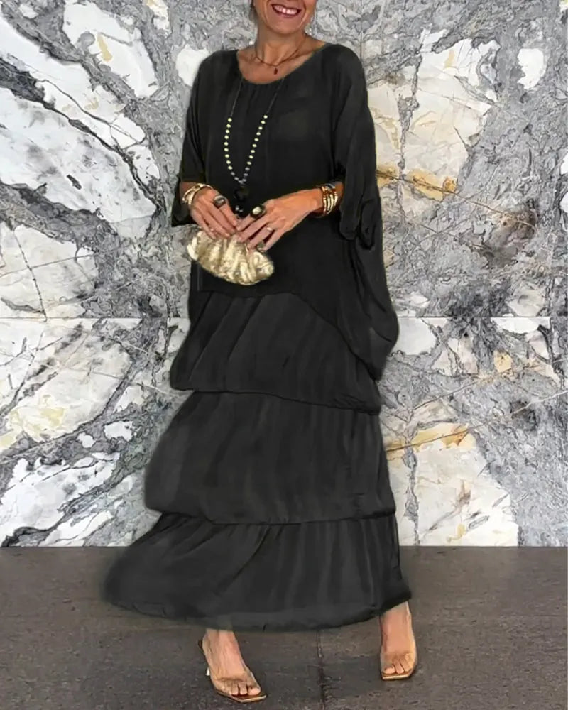 Zenaida Minimalist Long Loose Dress Elevated Occasion Wear