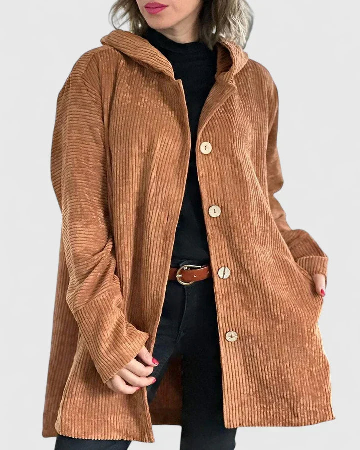 Hooded Corduroy Button Front Pocket Jacket 8