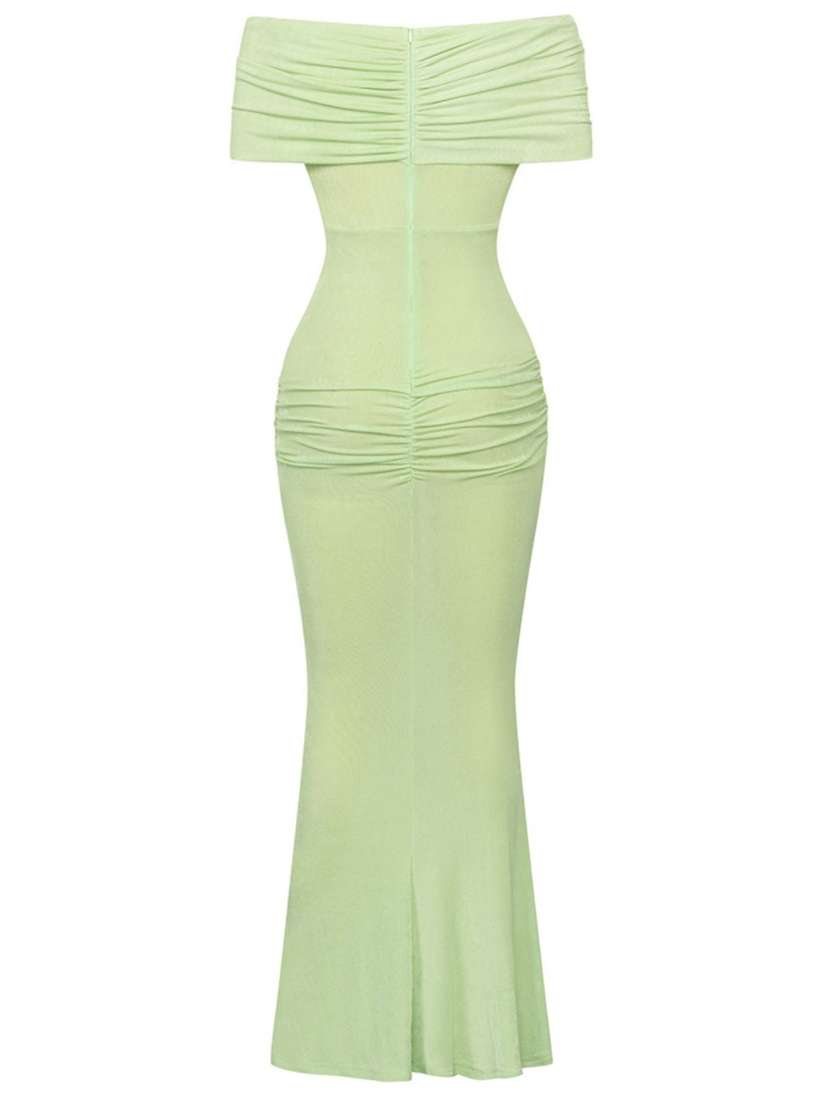 Off-Shoulder Rosette Ruched Bodycon Mermaid Maxi Dress 7