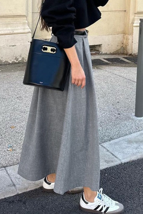 Retro ALine Pleated Midi Skirt