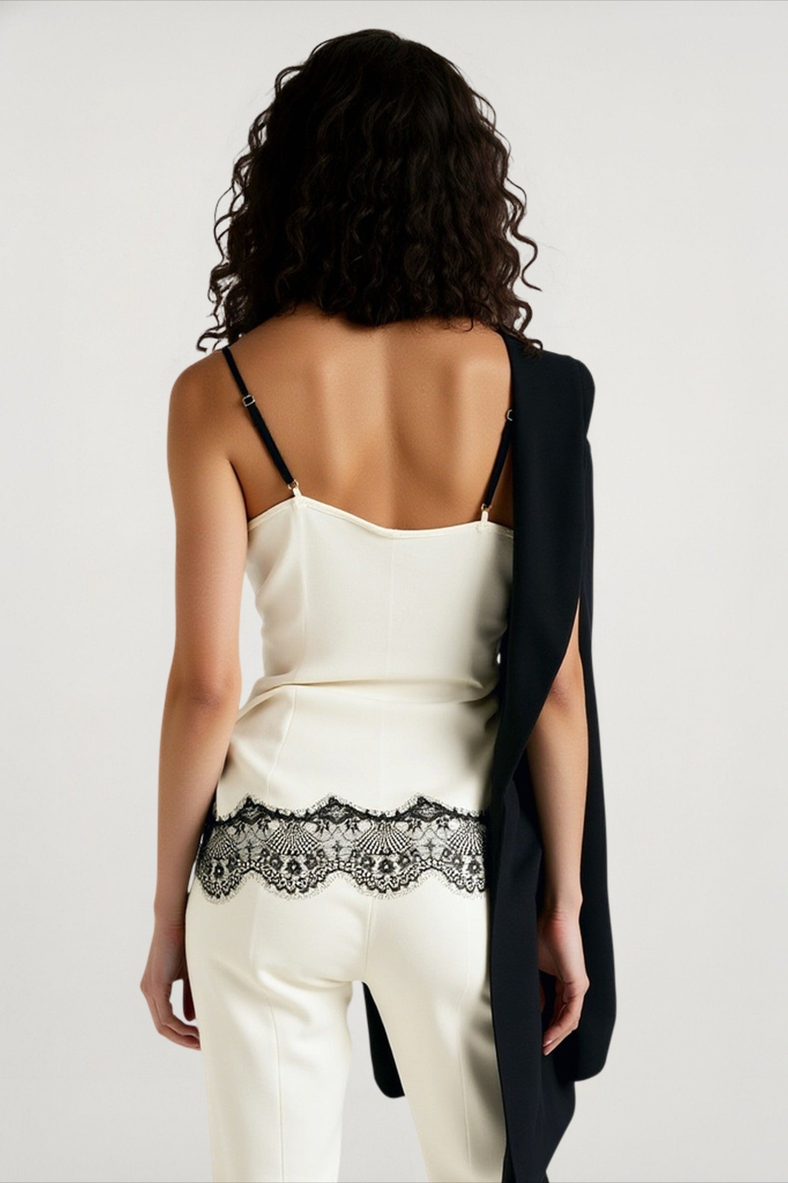 Sheer lace plunge cami top