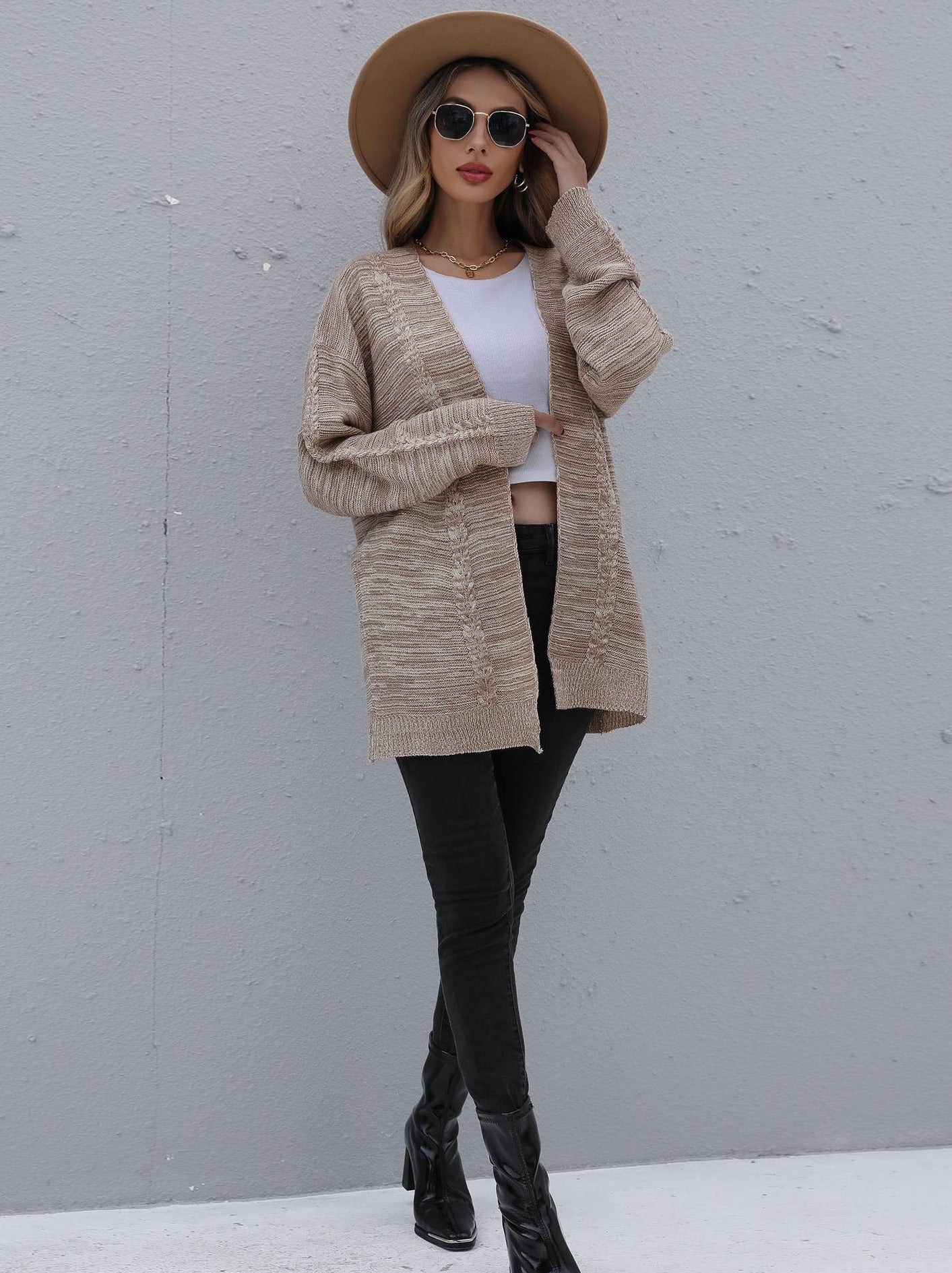 Solid Color Knitted Cardigan Sweater
