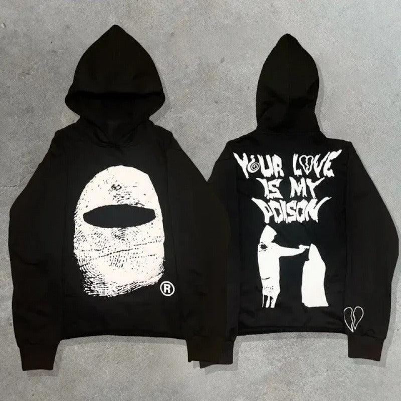 Gothic Print Zipper Hoodie