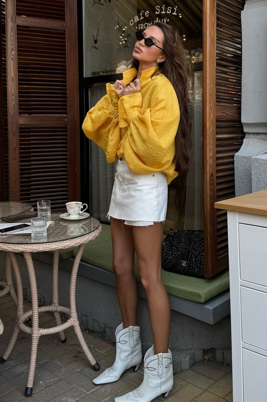 Stand-Collar Loose Long-Sleeve Shirt Blouse
