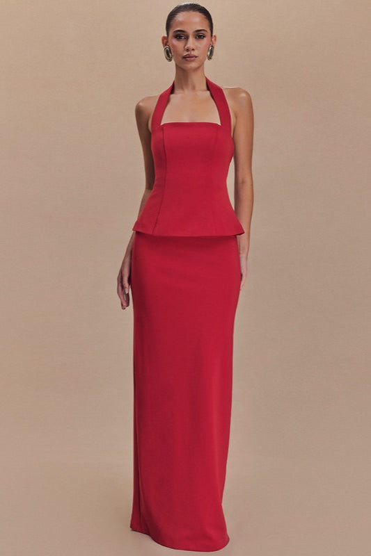 Halter Backless Maxi With Side Slit Dress 7