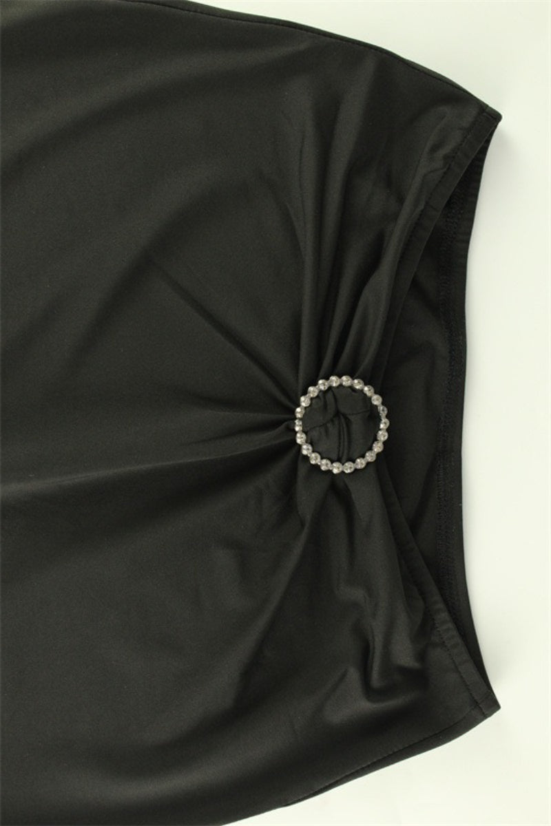 Corset Cut Out Top Rhinestone Detail Skirt Set