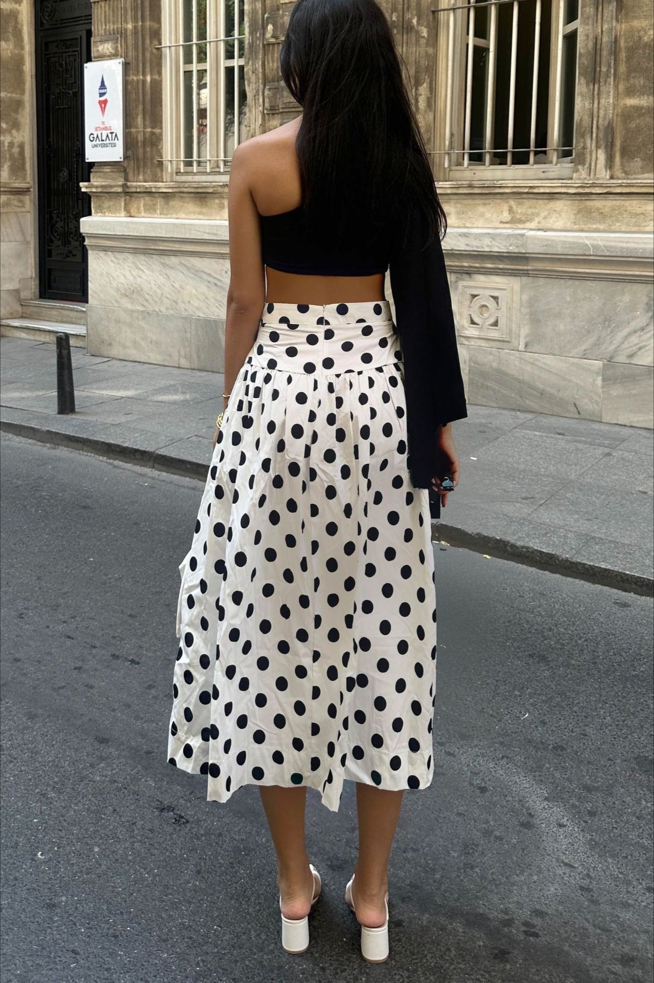 Polka Dot High Waist ALine Skirt