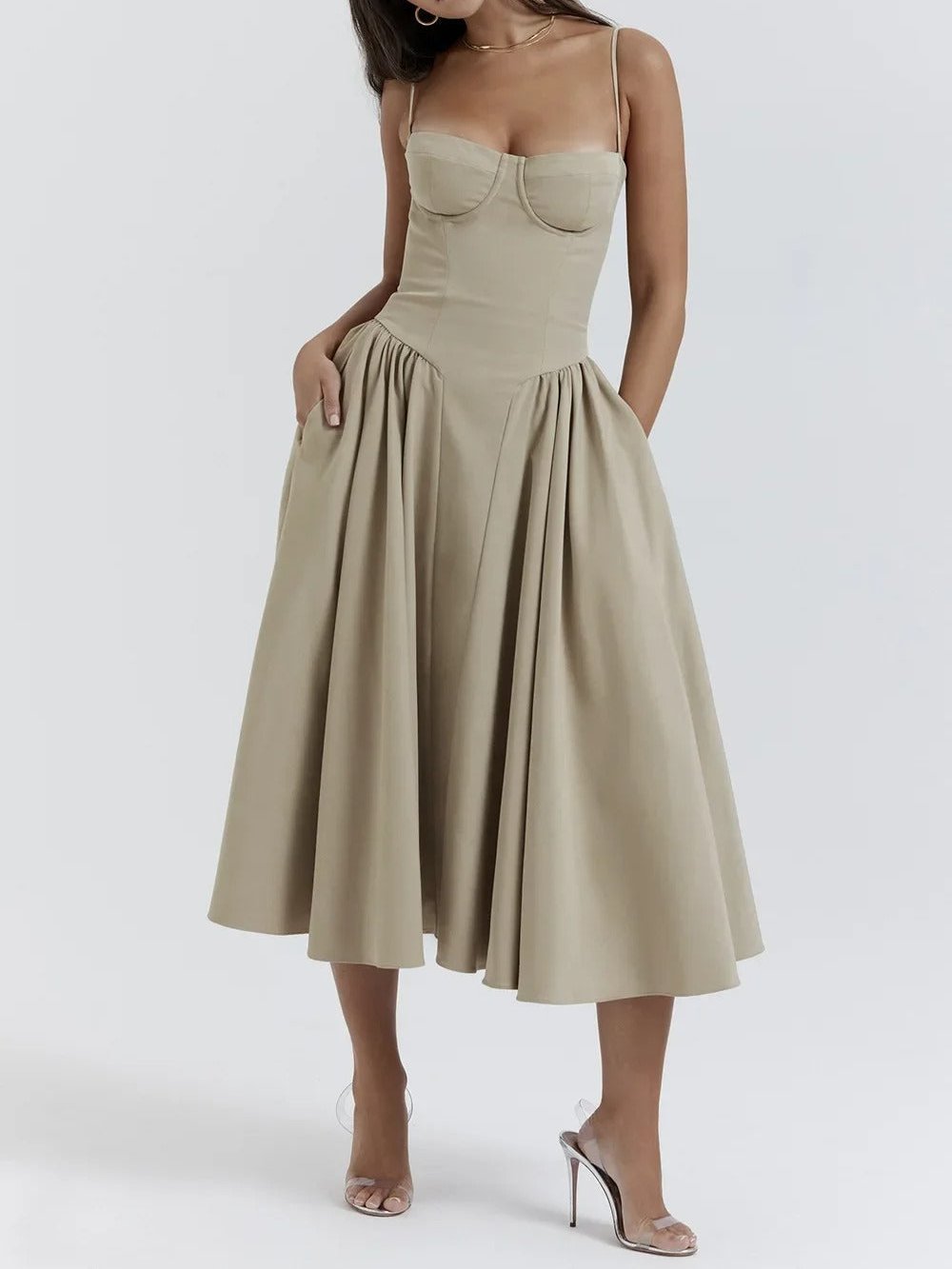 Carolyn Sleeveless Corset Midi Dress