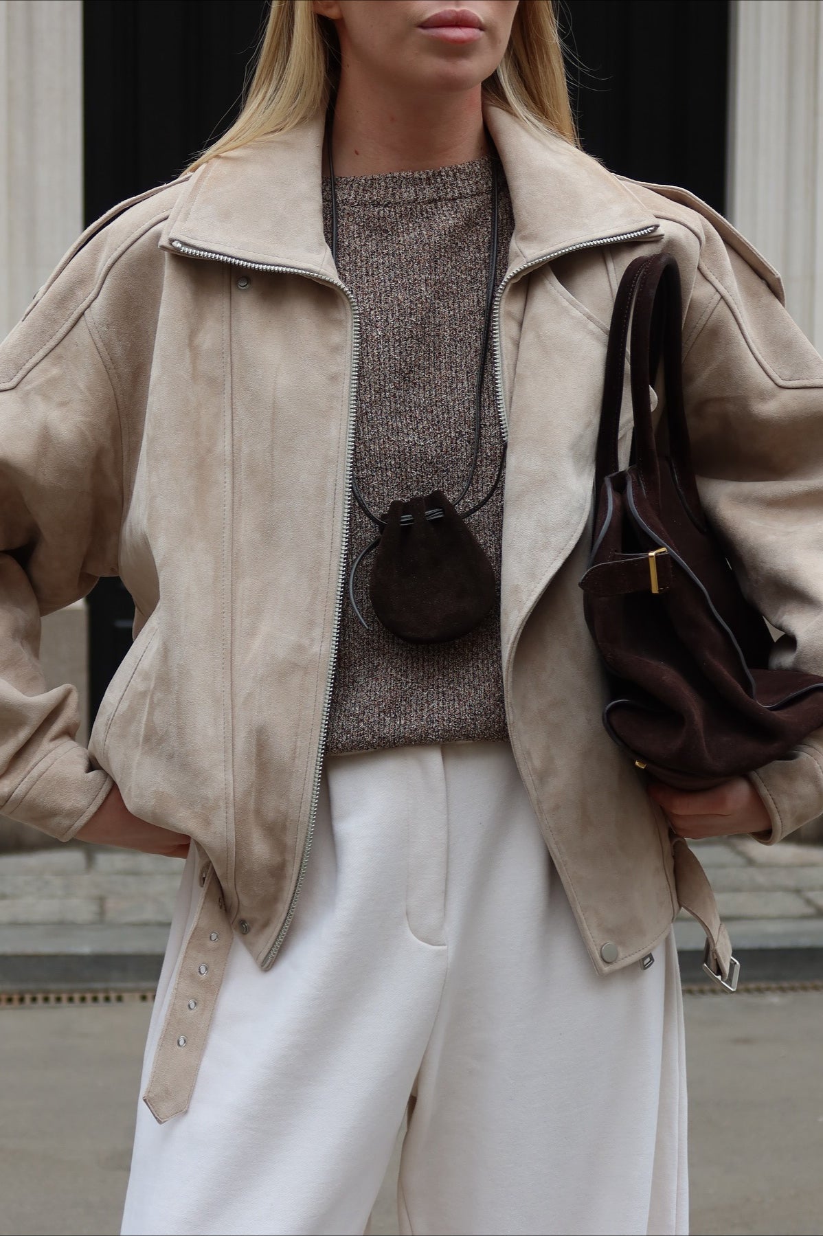Maillard Brown Cropped Loose Jacket