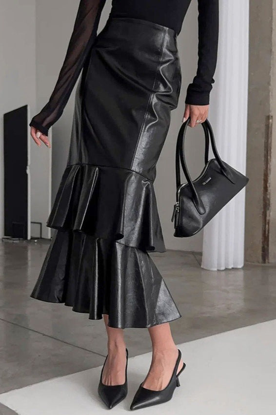 High Waist Fishtail Maxi Skirt
