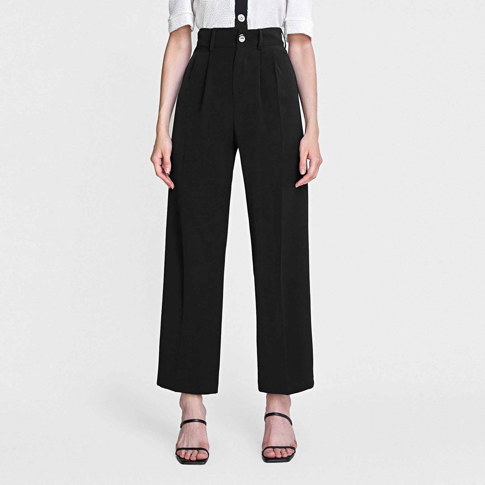 Black Straight Leg Suit Pants