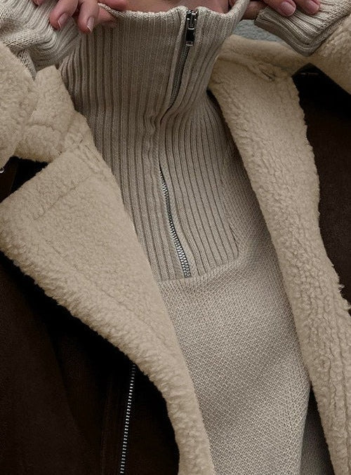 Vintage Oversized Suede SherpaLined Coat