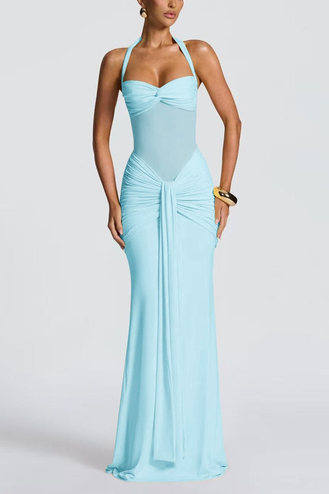Mesh Panel Sash Maxi Dress 13