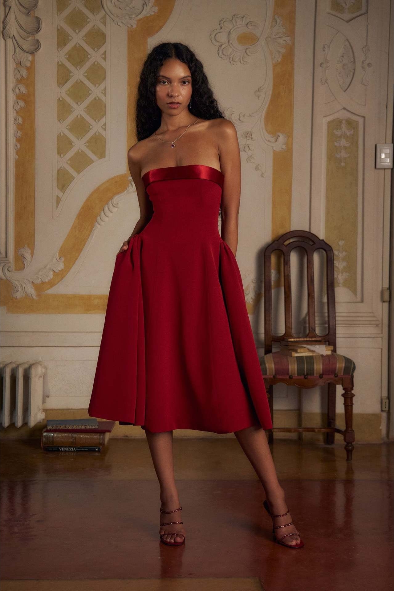 Sexy Backless Strapless Color-Block Maxi Party Dress