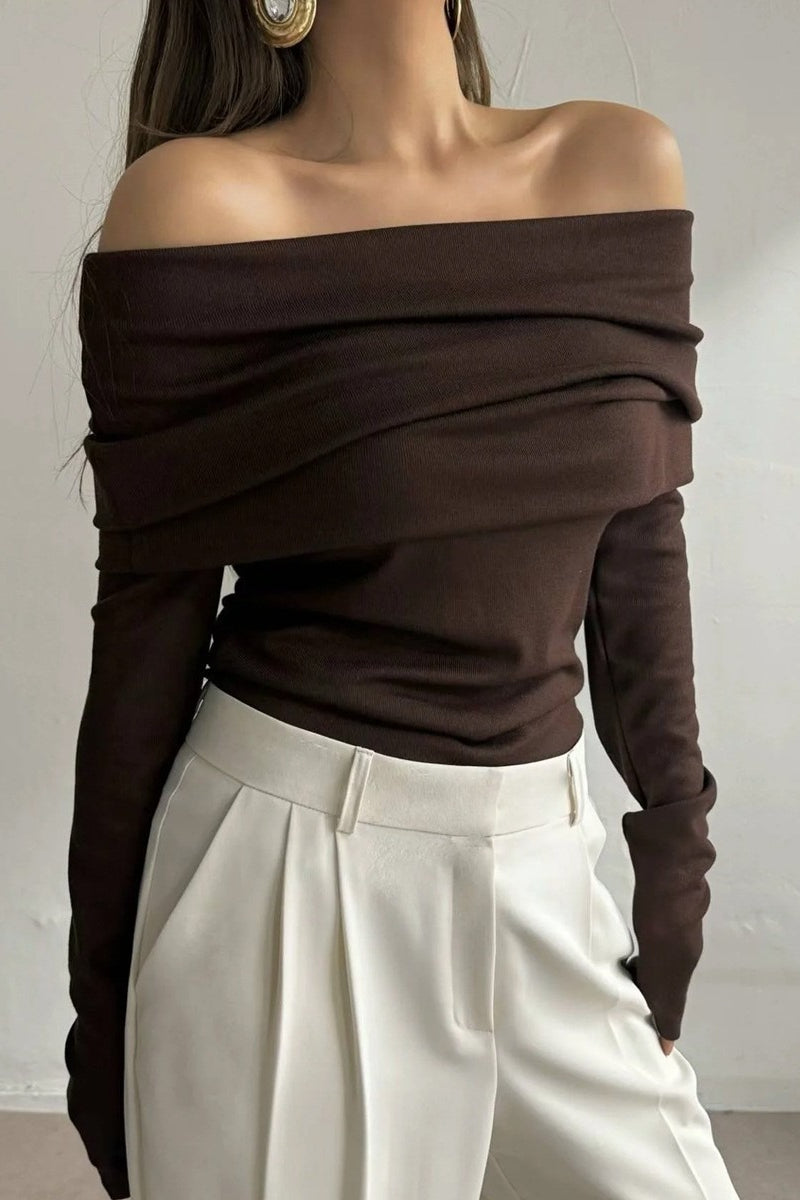 Sexy Off Shoulder Ribbed Sweater