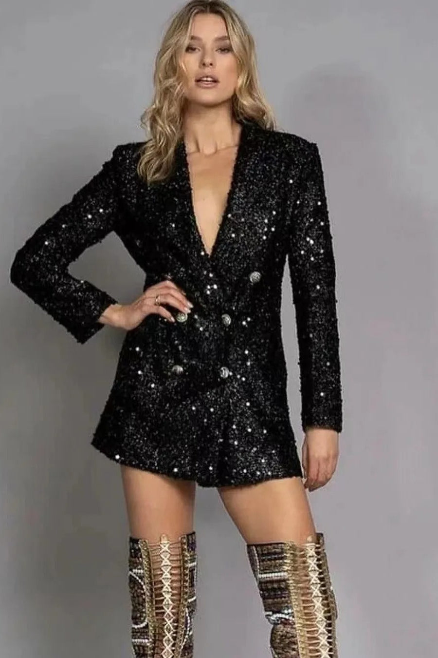 Sequin DoubleBreasted Blazer