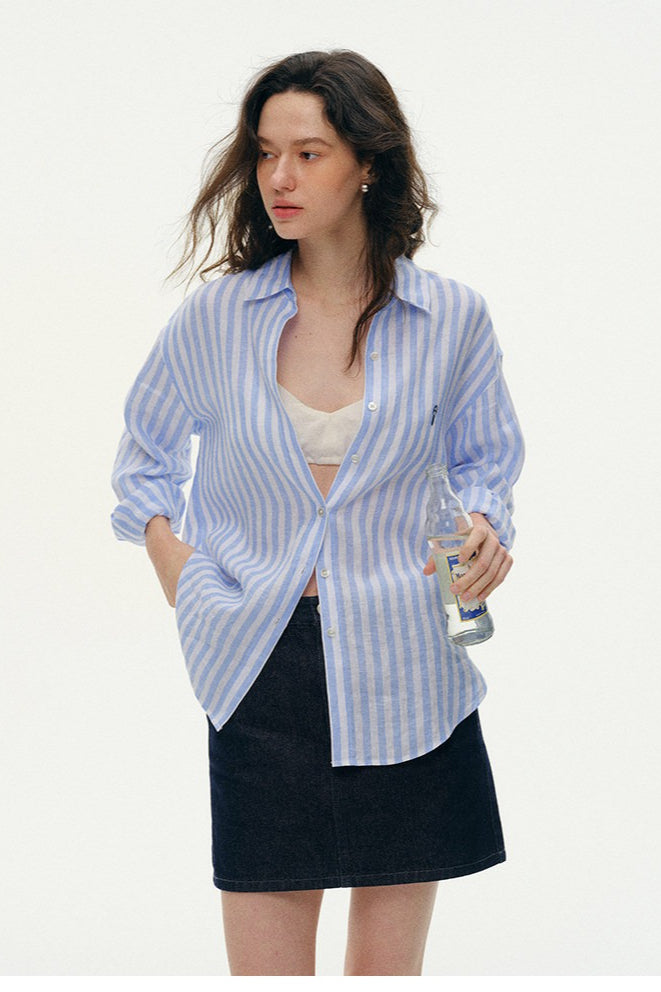 Linen Relaxed Striped Blouse