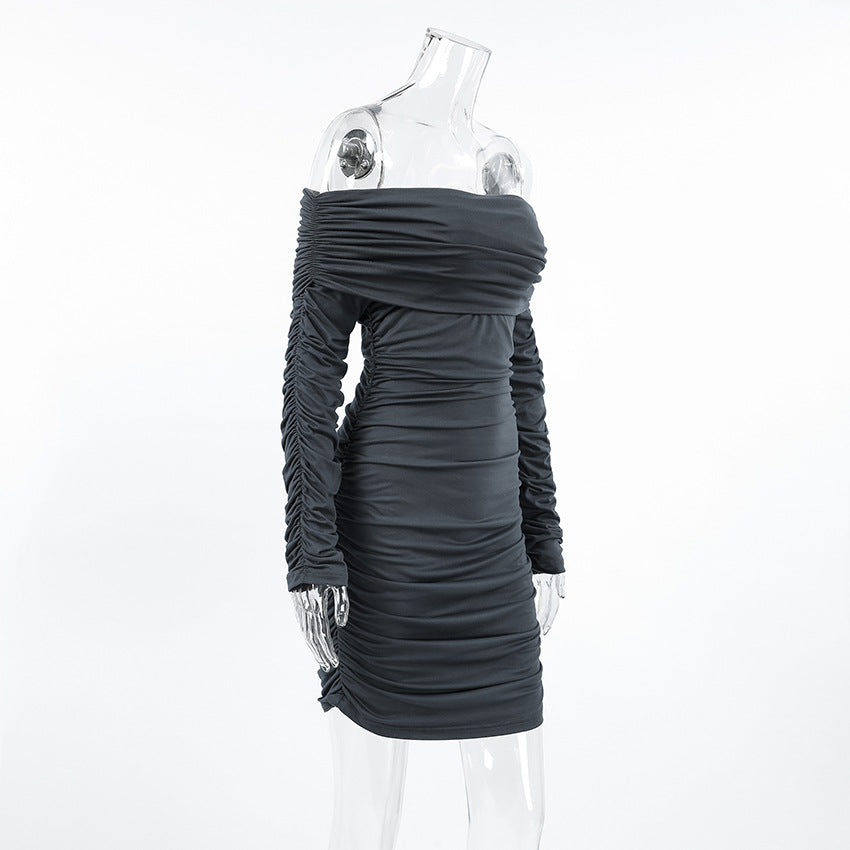 Glamor Off Shoulder Dress Grey