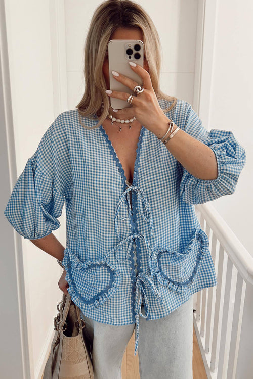 Perfectly You Tie-Front Gingham Top - 10 Colors