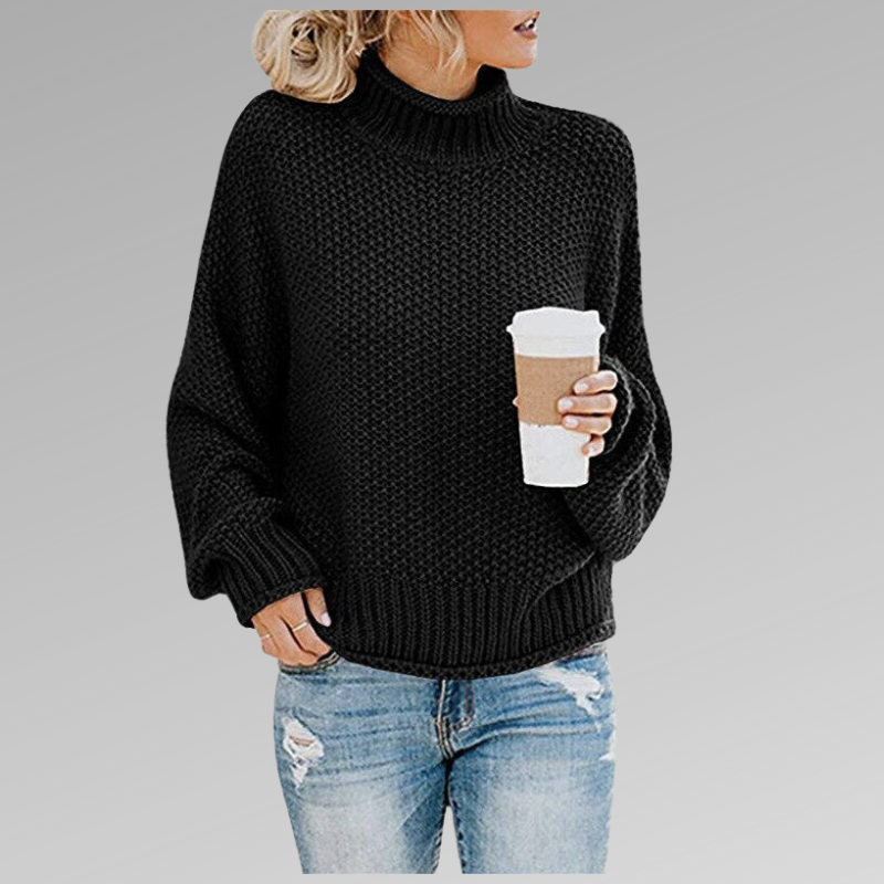 Turtleneck Chunky Knit Drop Shoulder Oversized Sweater