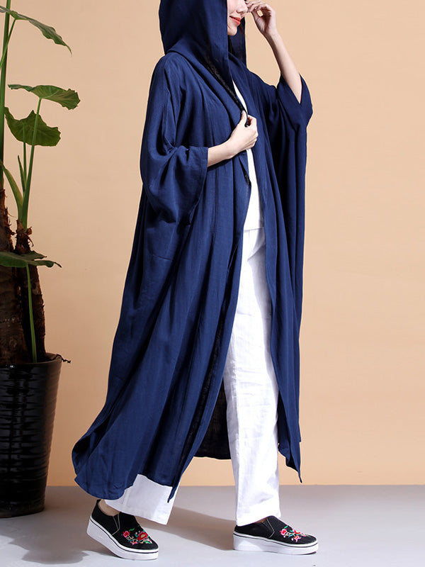 Batwing Sleeve Open Front Loose Long Cape Coat 5